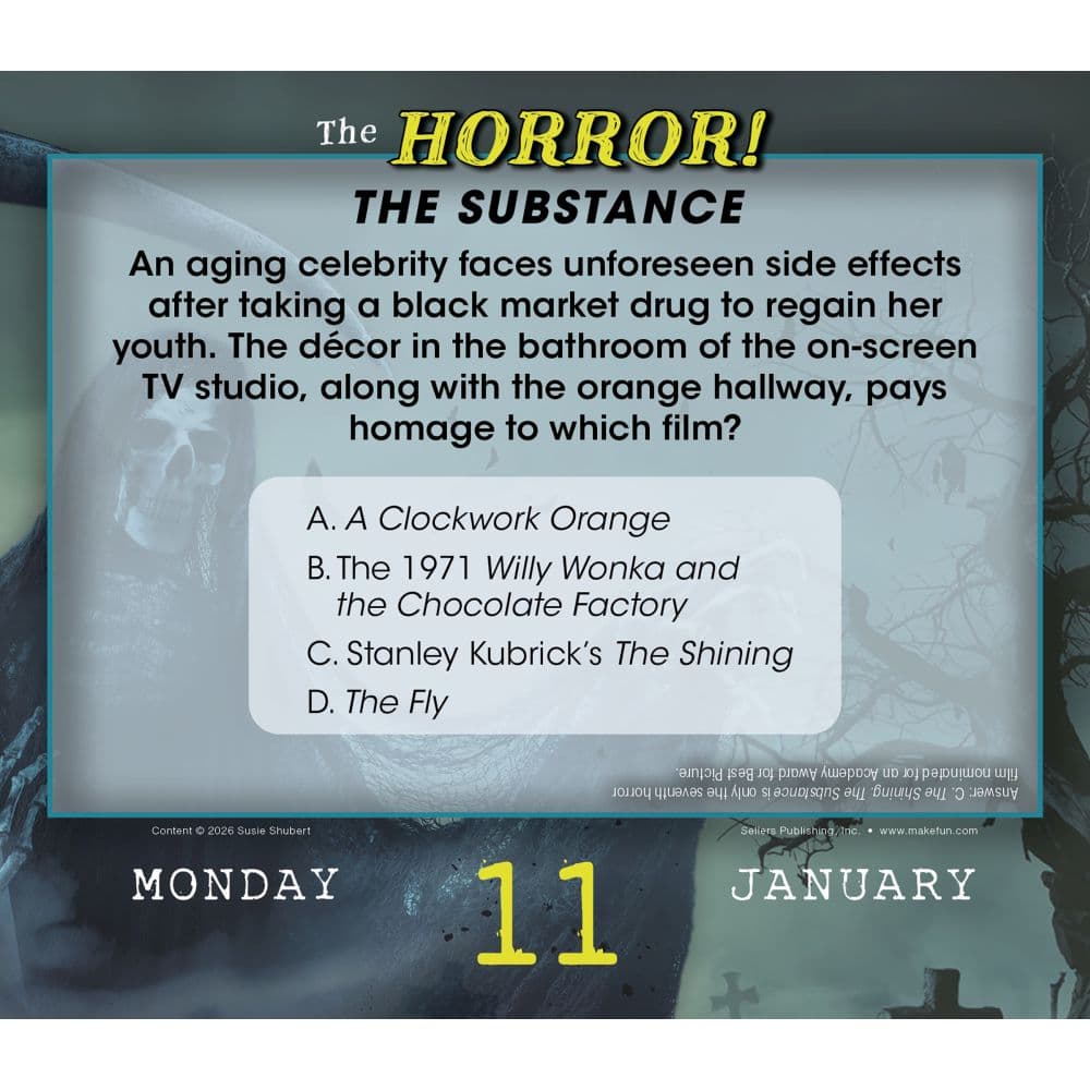 The Horror Terrifying Trivia for Fright Fanatics 2027 Desk Calendar Second Alternate Image