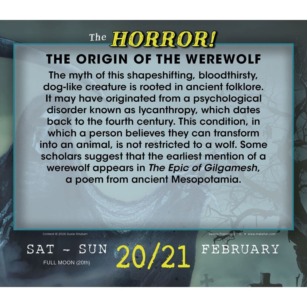 The Horror Terrifying Trivia for Fright Fanatics 2027 Desk Calendar Fourth Alternate Image