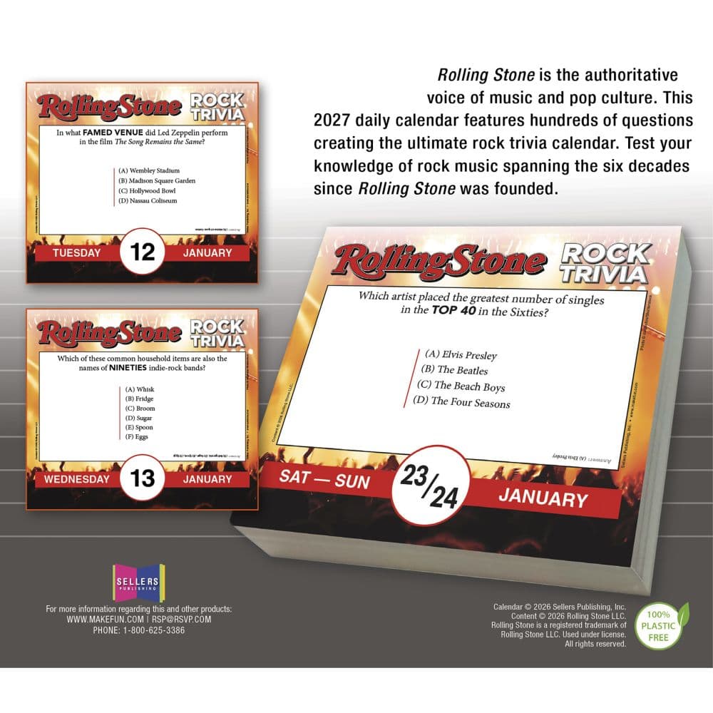 Rolling Stone Rock Trivia 2027 Desk Calendar First Alternate Image