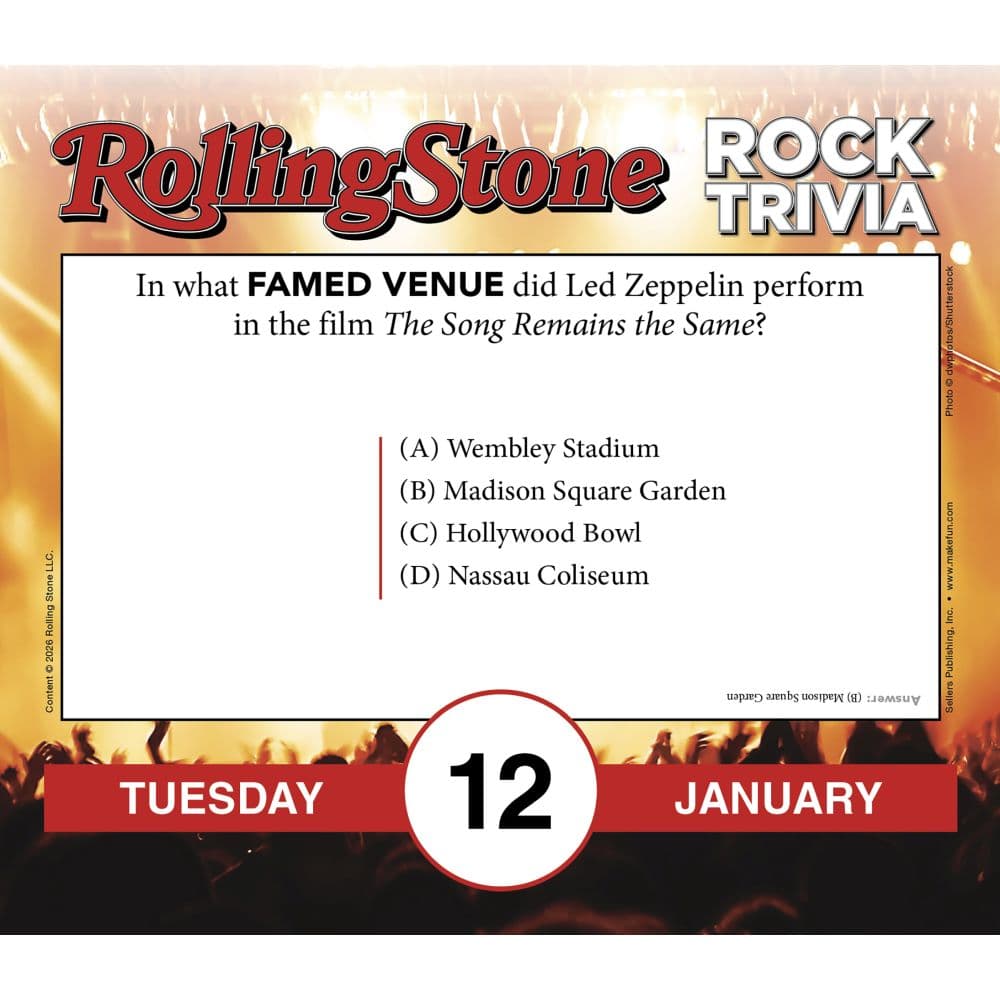Rolling Stone Rock Trivia 2027 Desk Calendar Second Alternate Image