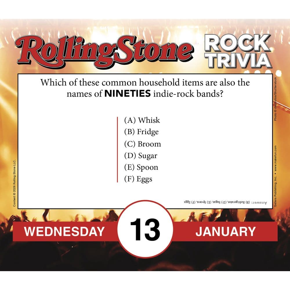 Rolling Stone Rock Trivia 2027 Desk Calendar Fourth Alternate Image