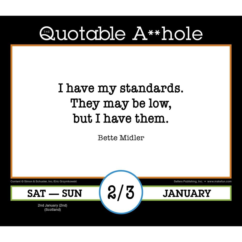 Quotable A**hole 2027 Desk Calendar Fourth Alternate Image