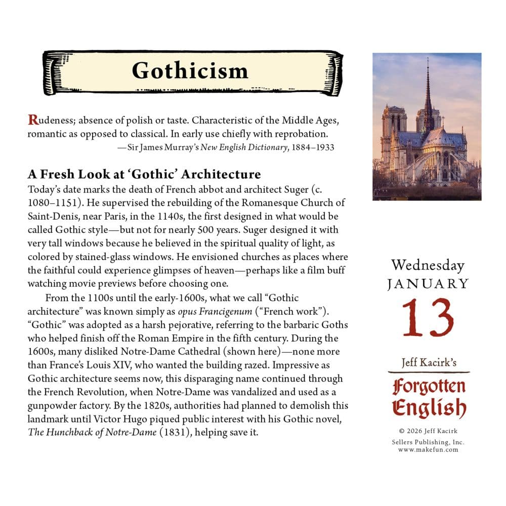 Forgotten English 2027 Desk Calendar Second Alternate Image