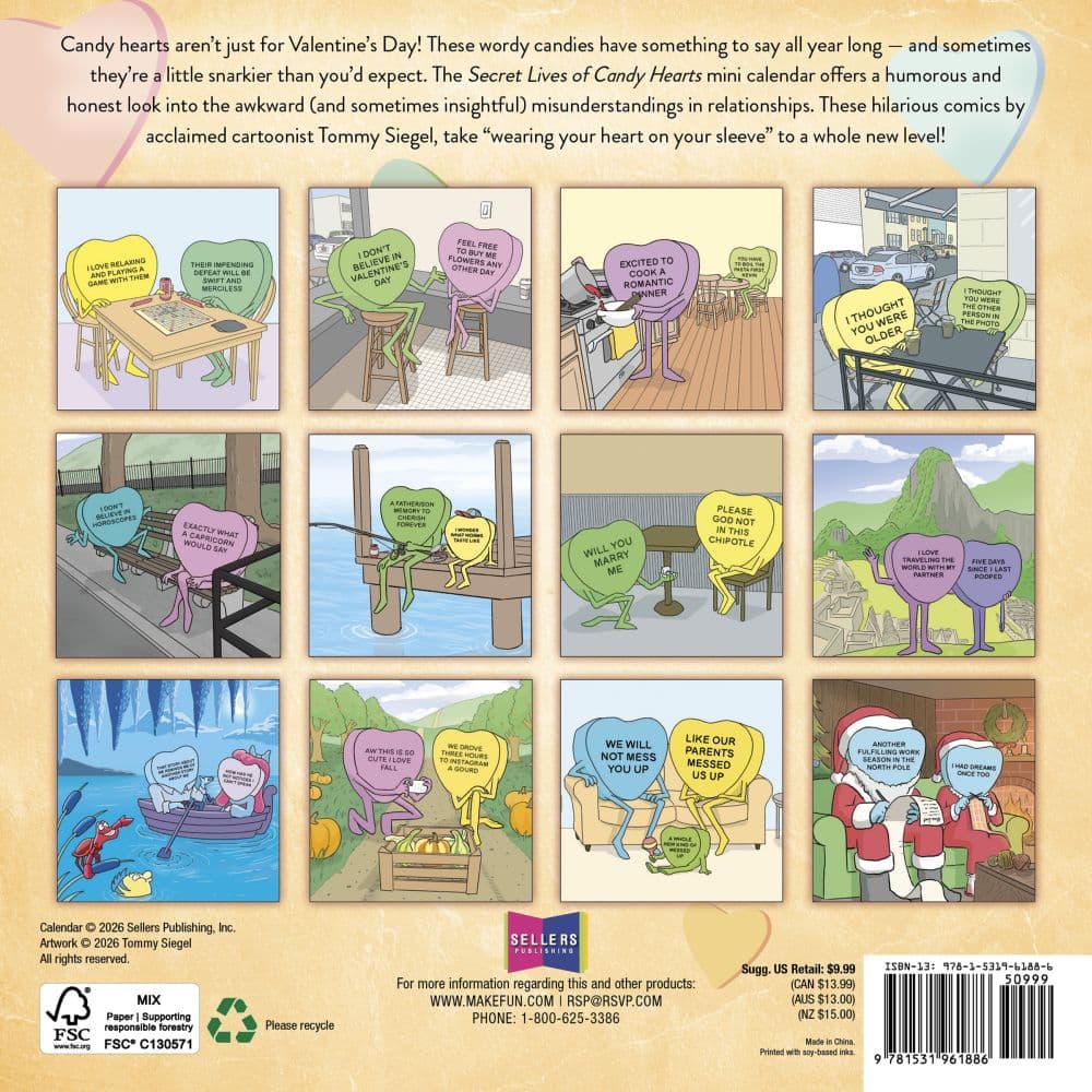 Candy Hearts 2027 Mini Wall Calendar First Alternate Image