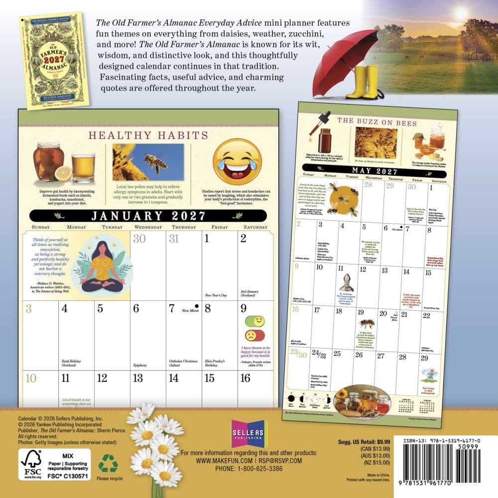 Old Farmer's Almanac Everyday Advice 2027 Mini Wall Calendar First Alternate Image