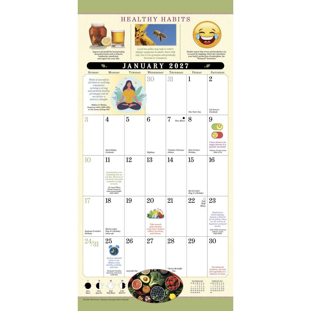 Old Farmer's Almanac Everyday Advice 2027 Mini Wall Calendar Second Alternate Image