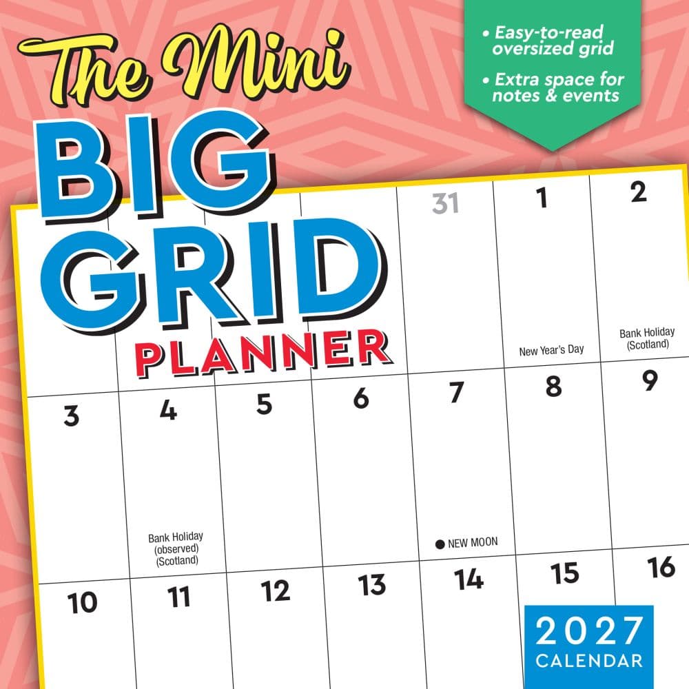 Mini Big Grid 2027 Mini Wall Calendar Main Product Image