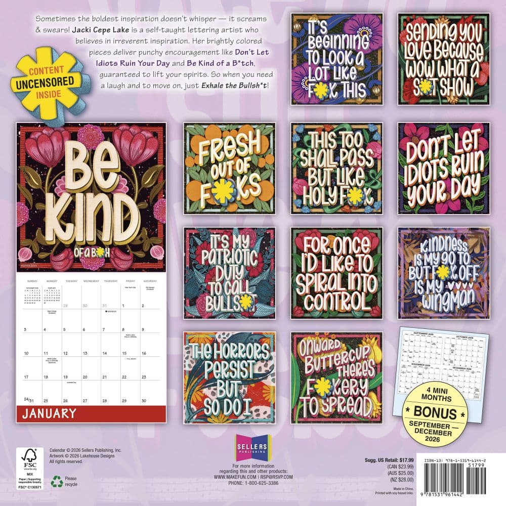 Exhale the Bullsh*t 2027 Wall Calendar First Alternate Image