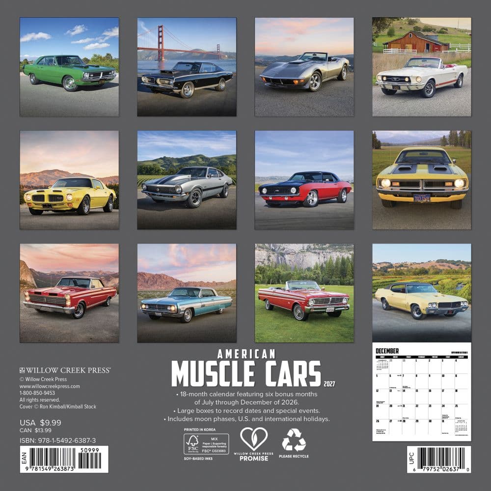 American Muscle Cars 2027 Mini Wall Calendar First Alternate Image