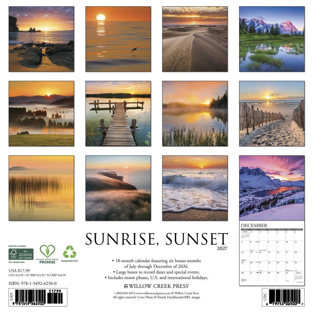 Sunrise Sunset 2027 Wall Calendar First Alternate Image