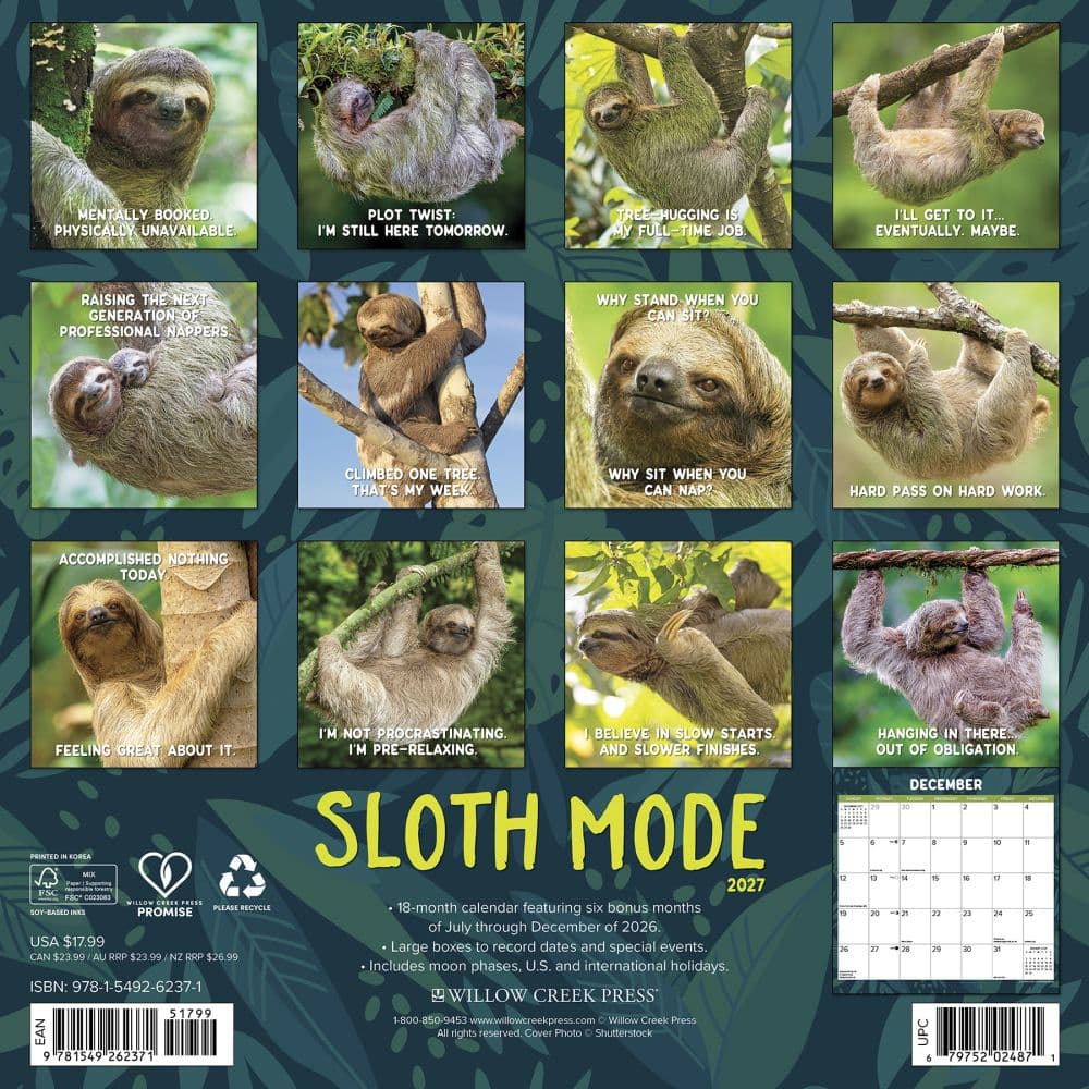 Sloth Mode 2027 Wall Calendar First Alternate Image