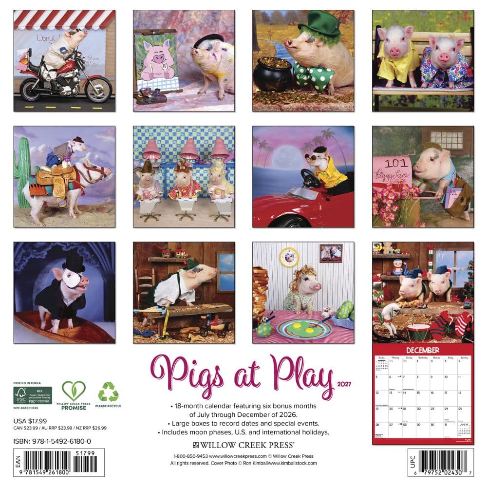 Pigs At Play 2027 Wall Calendar First Alternate Image