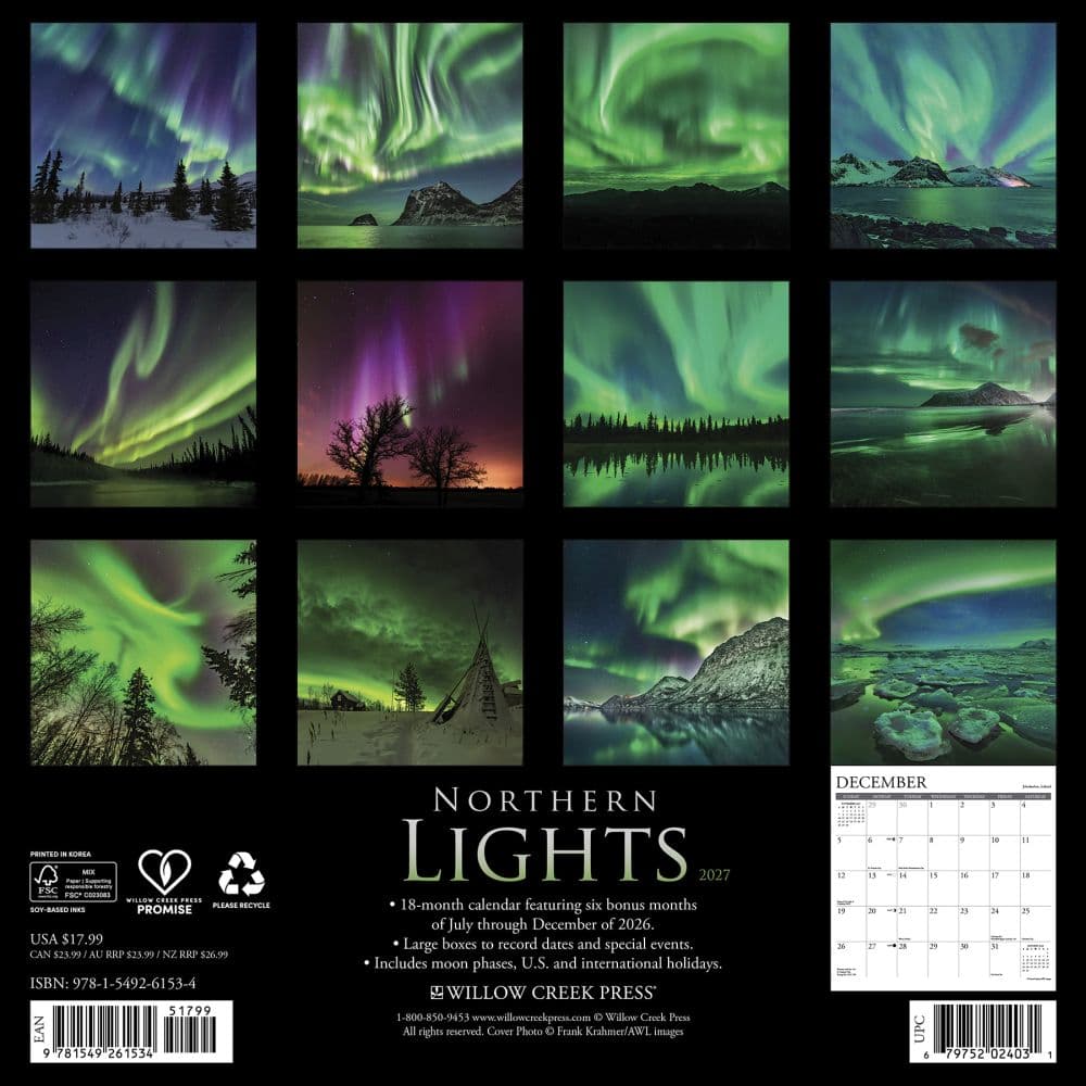 Northern Lights 2027 Wall Calendar First Alternate Image