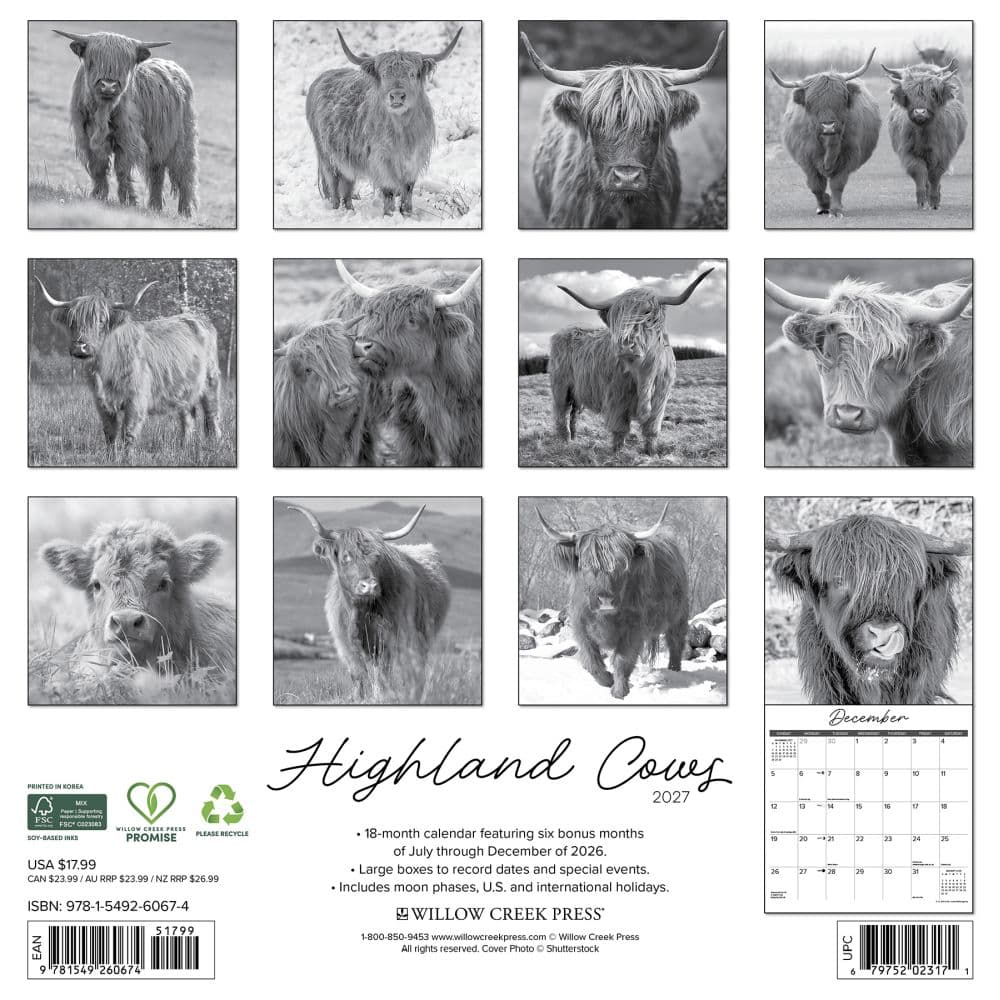 Highland Cows 2027 Wall Calendar First Alternate Image