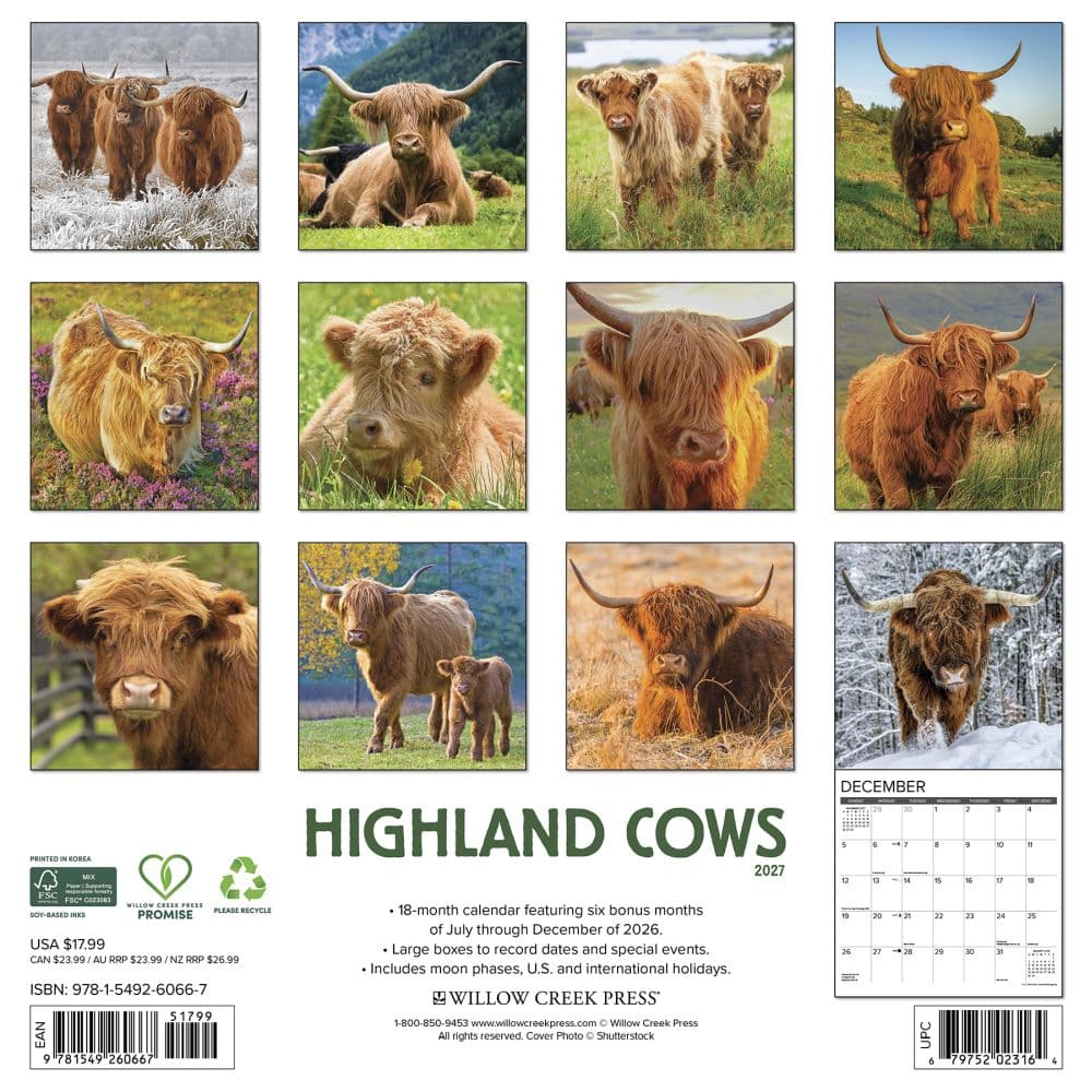 Highland Cows 2027 Wall Calendar First Alternate Image