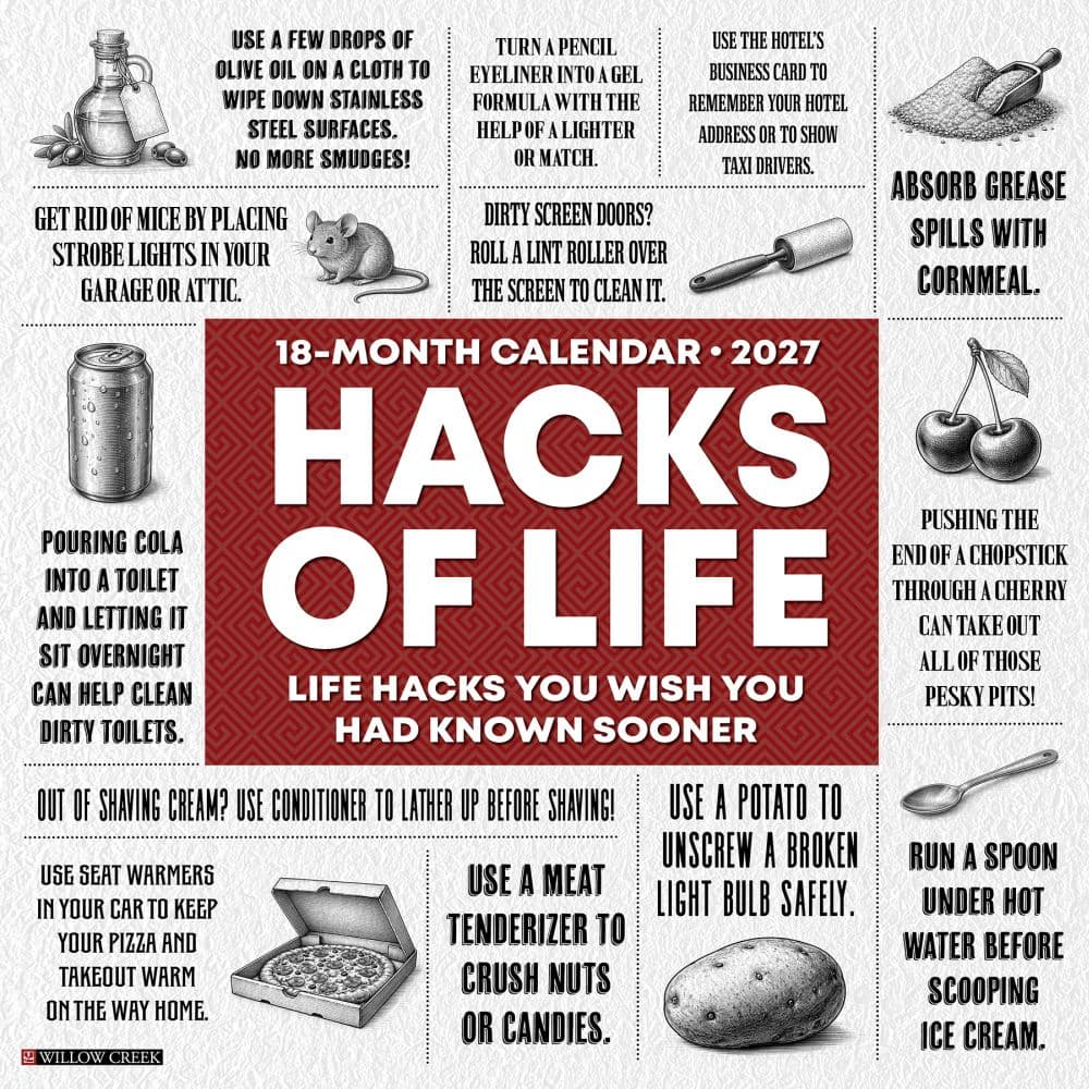 Hacks of Life 2027 Wall Calendar