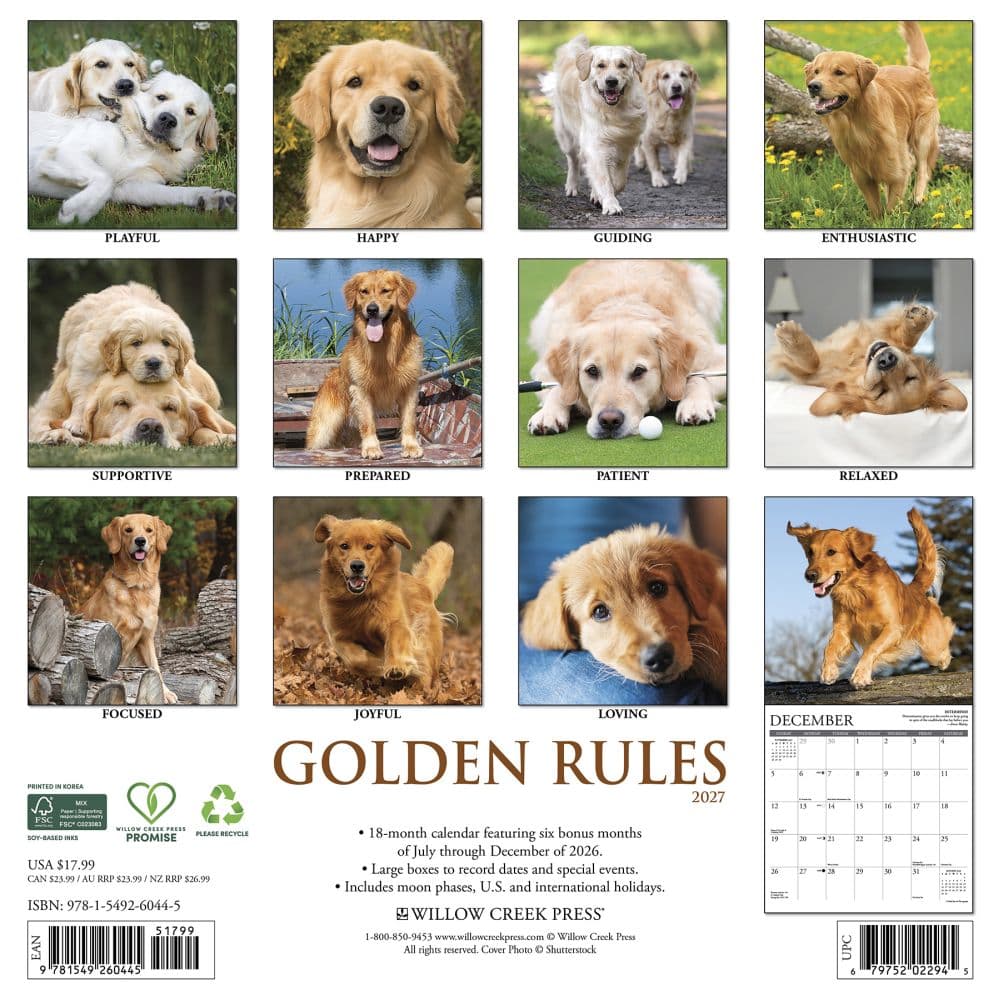 Golden Rules 2027 Wall Calendar First Alternate Image