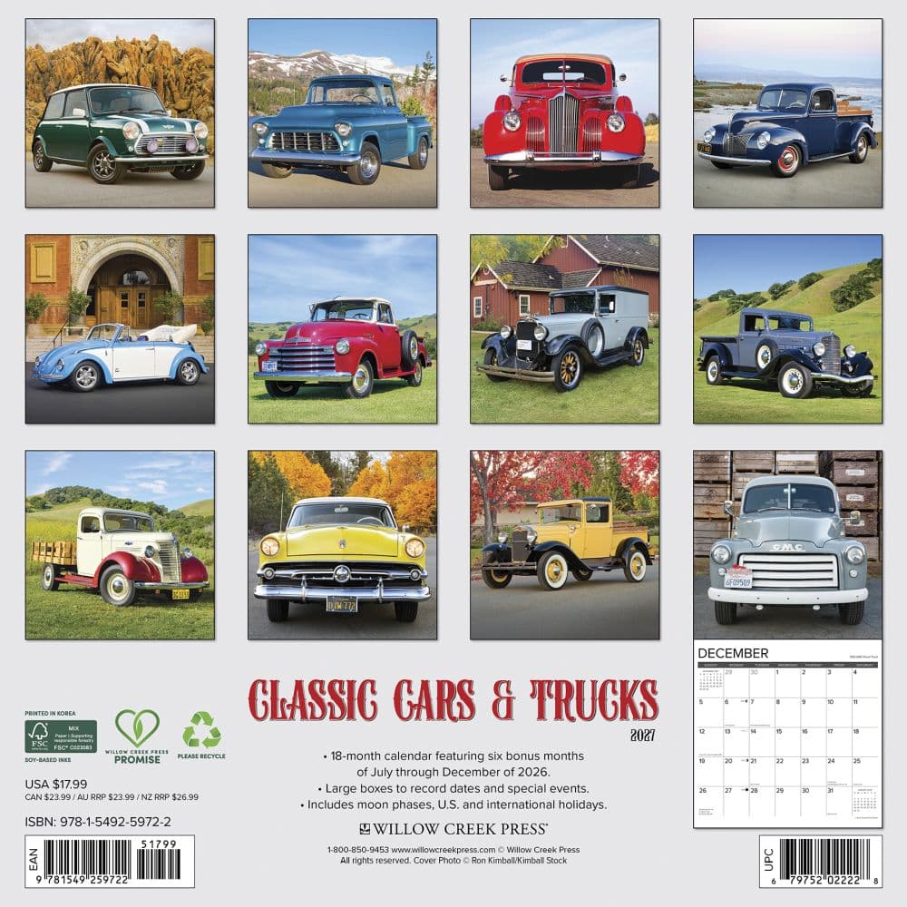 Classic Cars and Trucks 2027 Wall Calendar First Alternate Image
