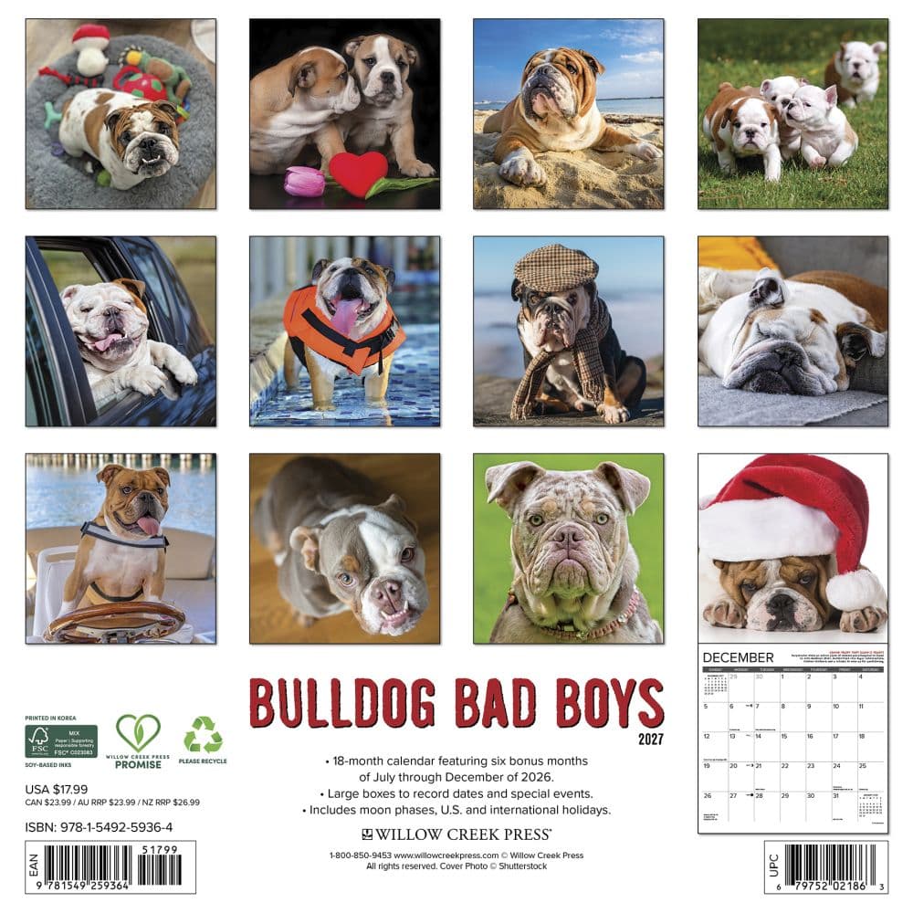 Bulldog Bad Boys 2027 Wall Calendar First Alternate Image