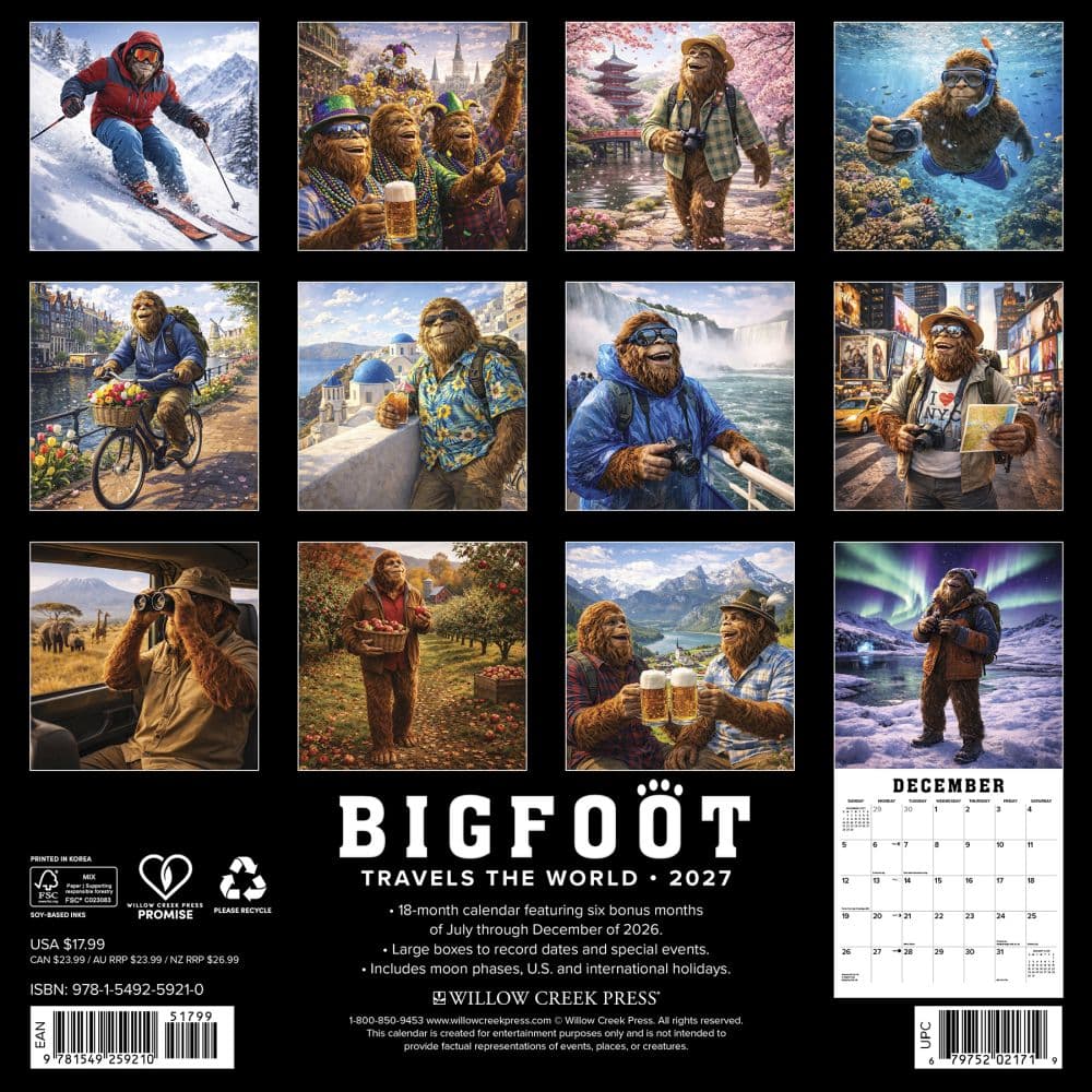 Bigfoot Travels the World 2027 Wall Calendar First Alternate Image