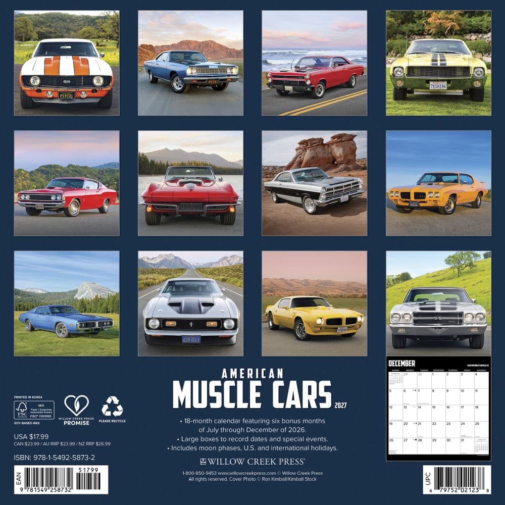 American Muscle Cars 2027 Wall Calendar