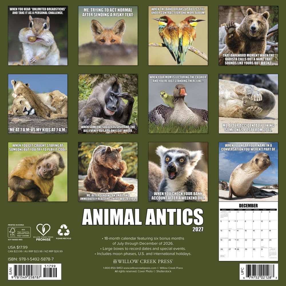Animal Antics 2027 Wall Calendar First Alternate Image