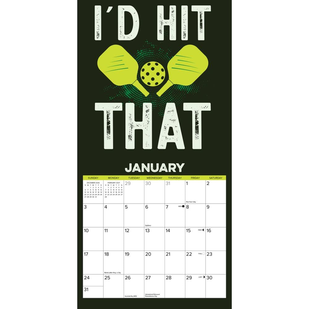 Pickleball 2027 Mini Wall Calendar Second Alternate Image