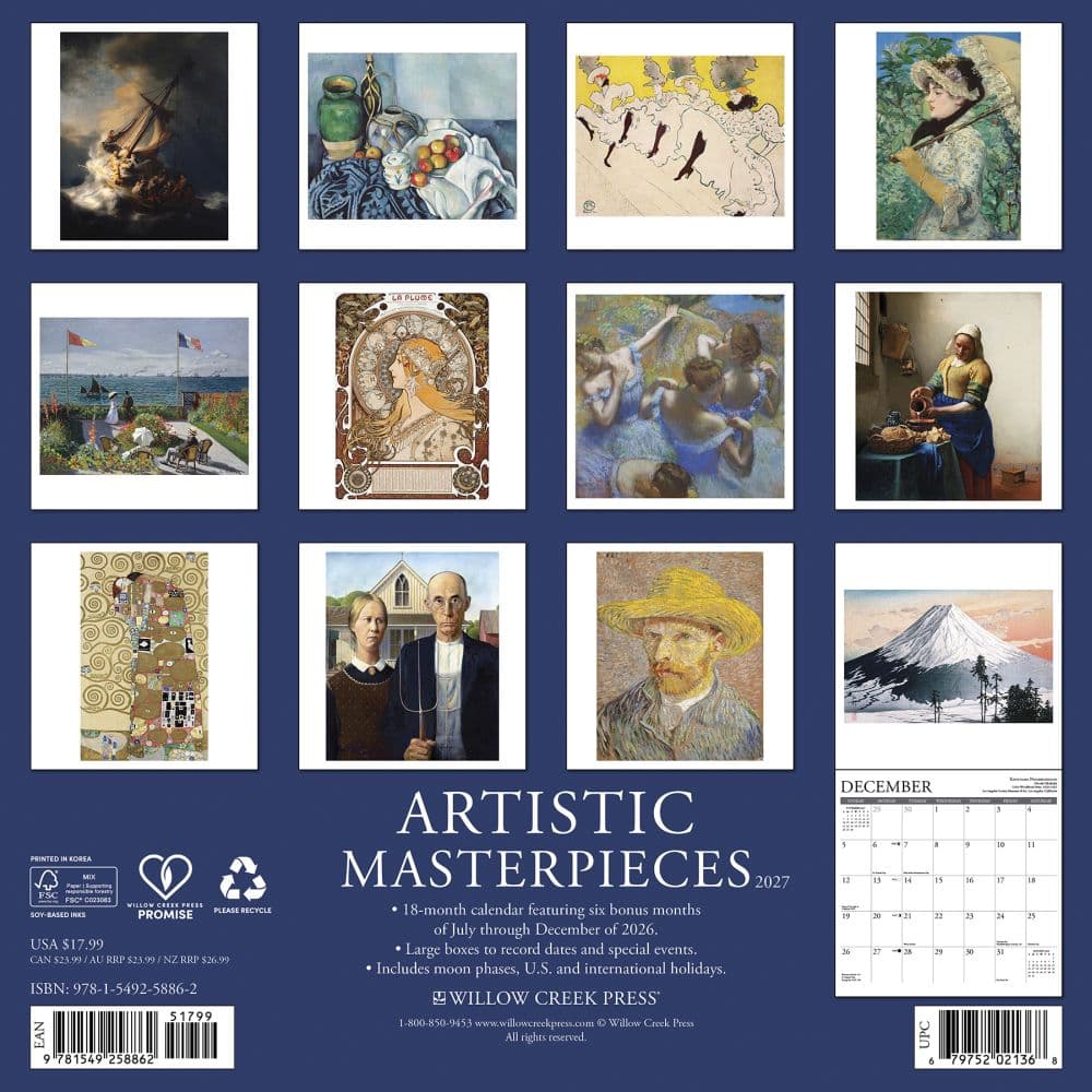 Artistic Masterpieces 2027 Wall Calendar First Alternate Image