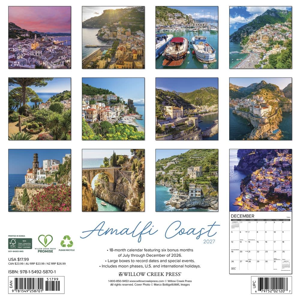 Amalfi Coast 2027 Wall Calendar First Alternate Image