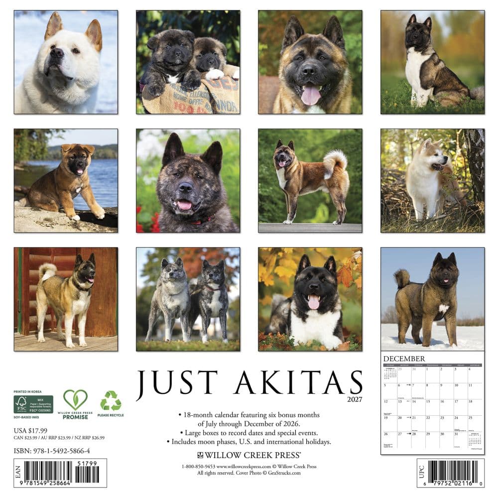 Just Akitas 2027 Wall Calendar First Alternate Image