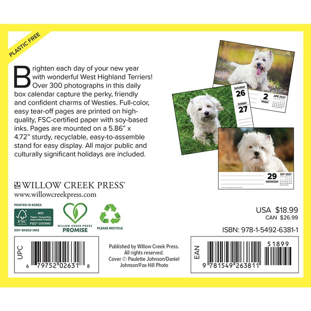 Just Westies 2027 Desk Calendar First Alternate Image