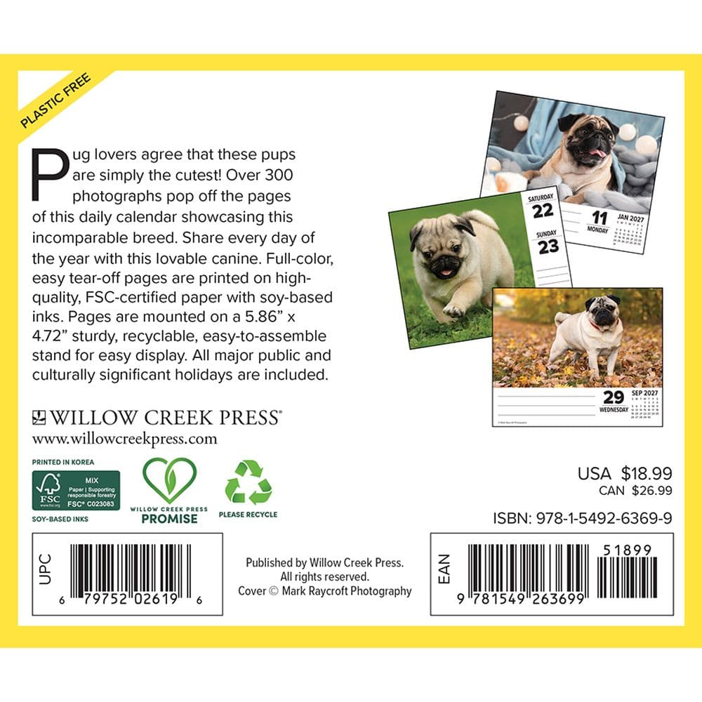 Just Pugs 2027 Desk Calendar First Alternate Image