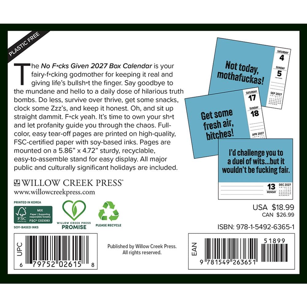 No Fcks Given 2027 Desk Calendar First Alternate Image