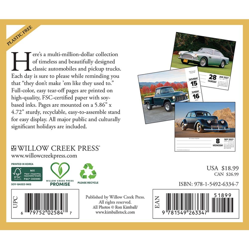 Classic Cars and Trucks 2027 Desk Calendar First Alternate Image