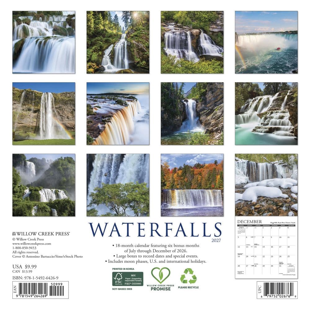 Waterfalls 2027 Mini Wall Calendar First Alternate Image