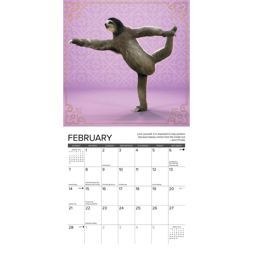 Sloth Yoga 2027 Mini Wall Calendar Second Alternate Image