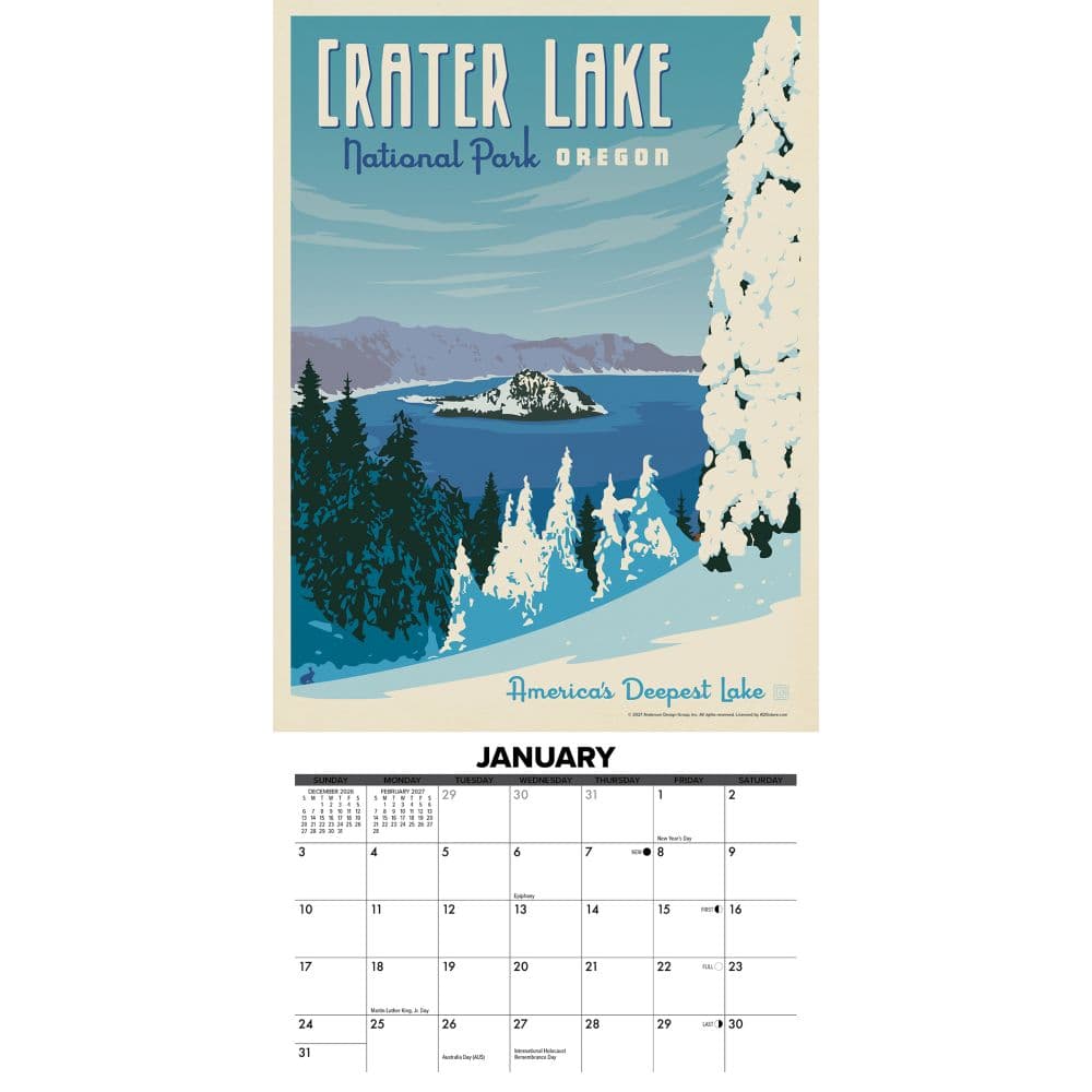 National Parks Classic Travel Posters 2027 Mini Wall Calendar Second Alternate Image