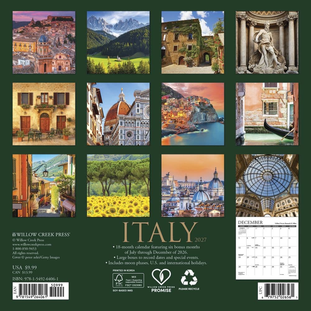 Italy 2027 Mini Wall Calendar First Alternate Image