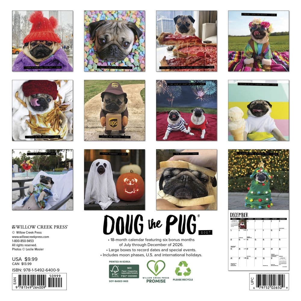 Doug the Pug 2027 Mini Wall Calendar First Alternate Image