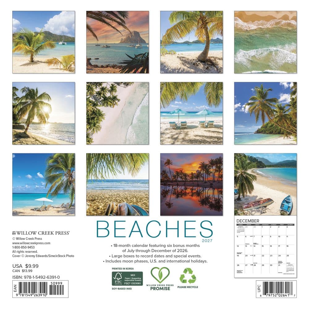 Beaches 2027 Mini Wall Calendar First Alternate Image