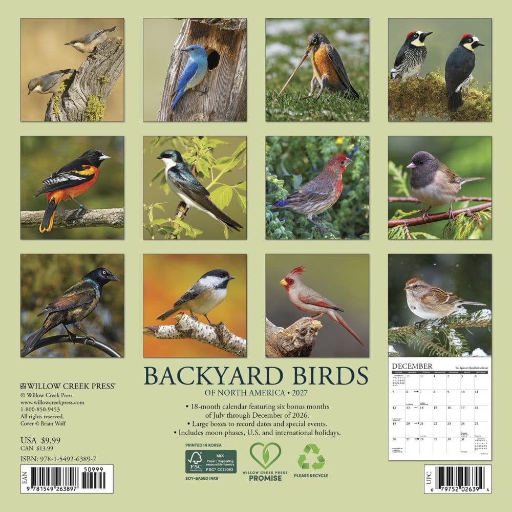 Backyard Birds 2027 Mini Wall Calendar First Alternate Image