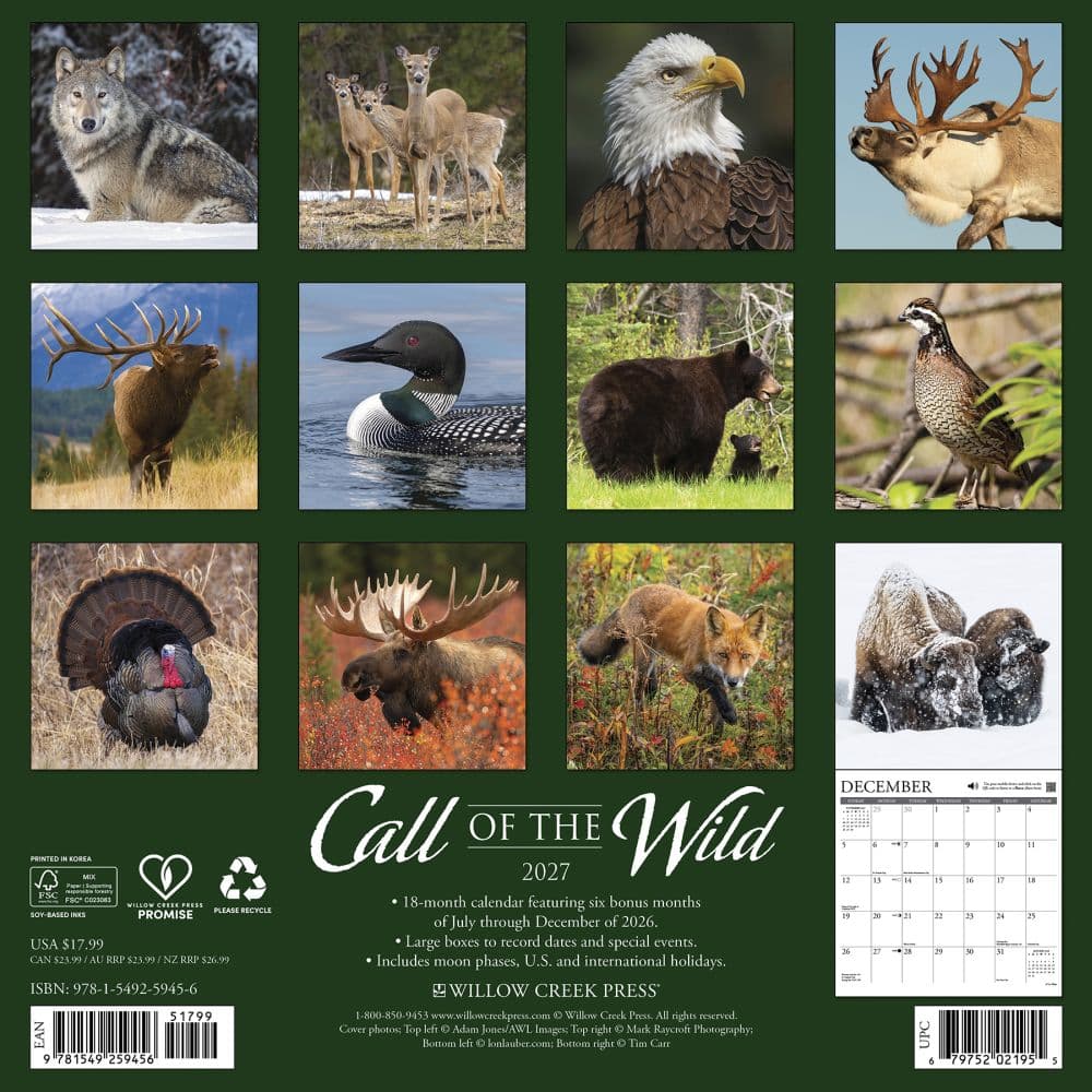 Call of the Wild 2027 Wall Calendar First Alternate Image