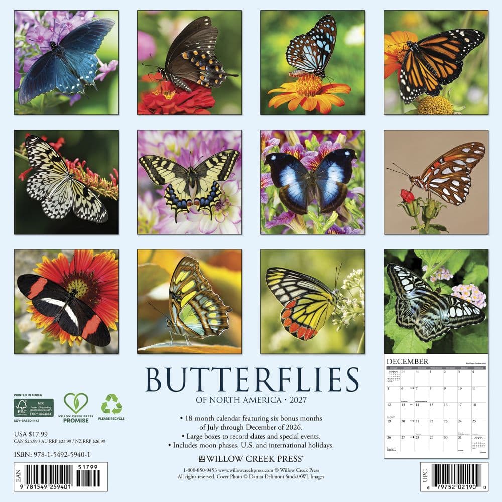 Butterflies 2027 Wall Calendar First Alternate Image