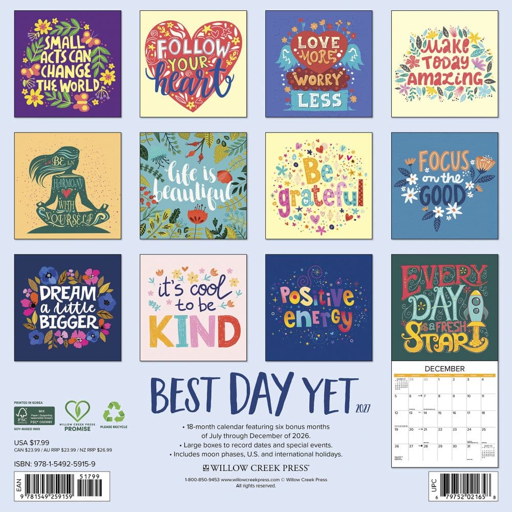 Best Day Yet 2027 Wall Calendar First Alternate Image