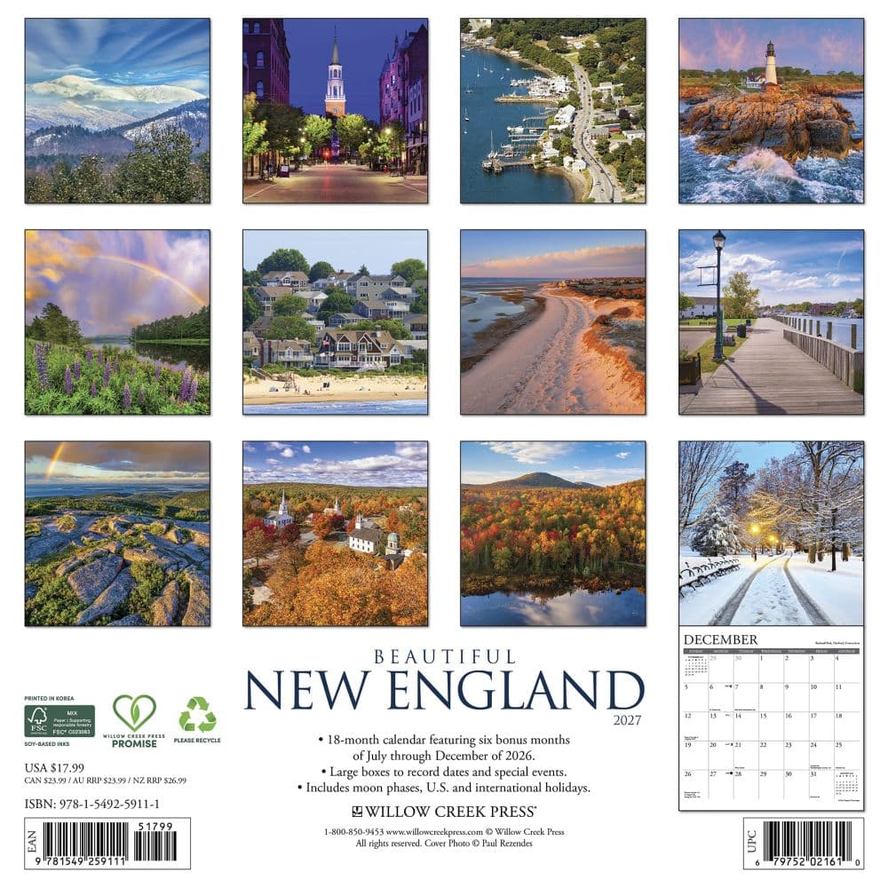 New England Beautiful 2027 Wall Calendar First Alternate Image