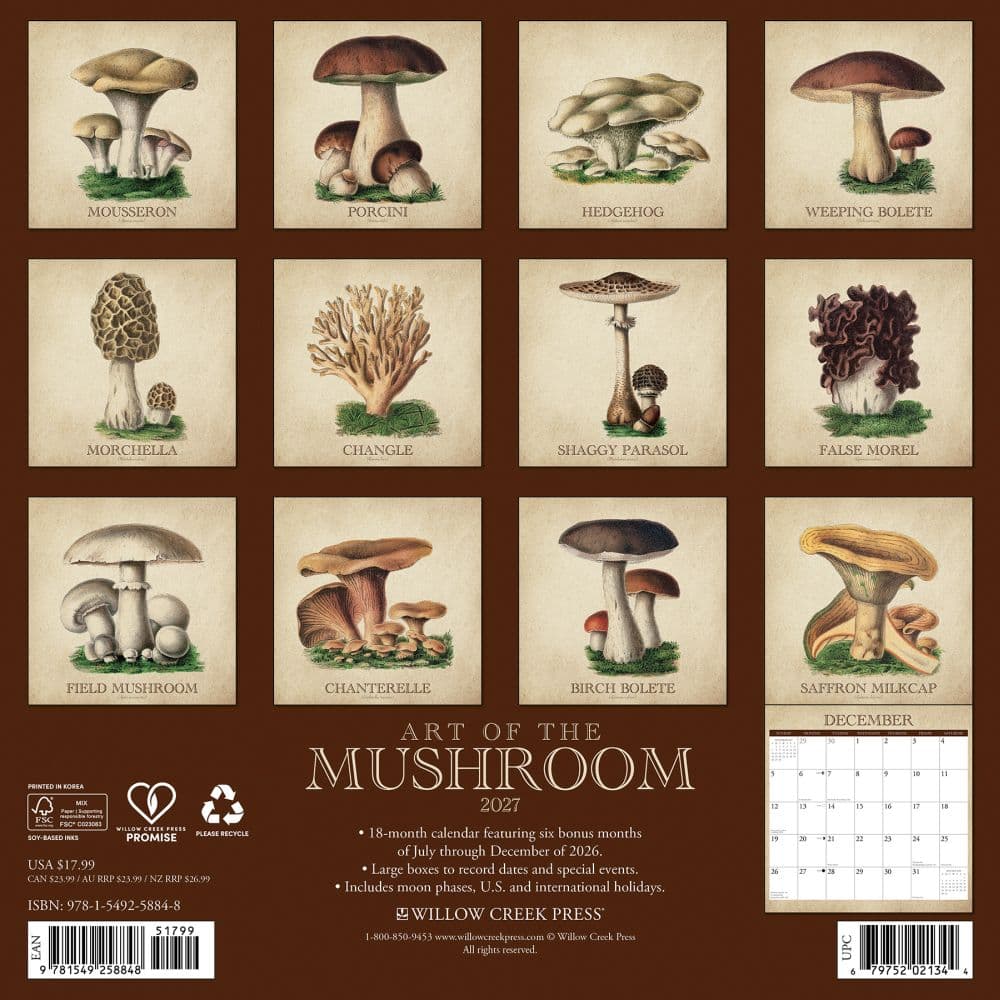 Art of the Mushroom 2027 Wall Calendar First Alternate Image