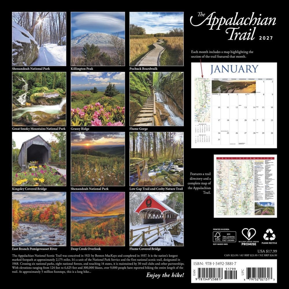 Appalachian Trail 2027 Wall Calendar First Alternate Image
