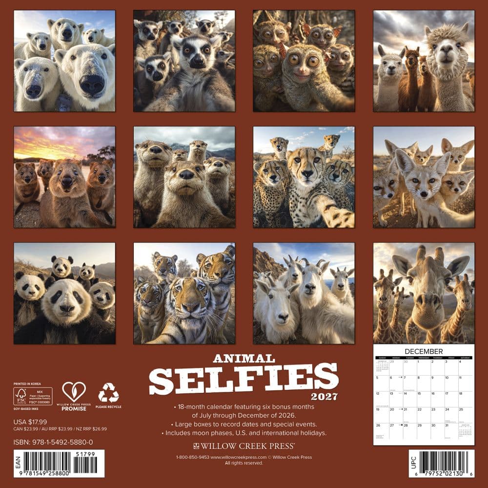 Animal Selfies 2027 Wall Calendar First Alternate Image