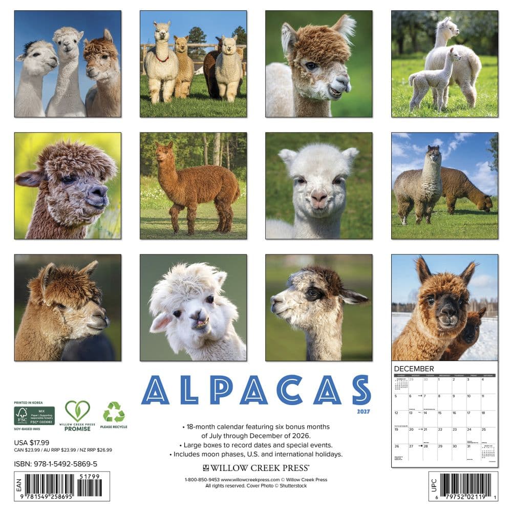 Alpacas 2027 Wall Calendar First Alternate Image