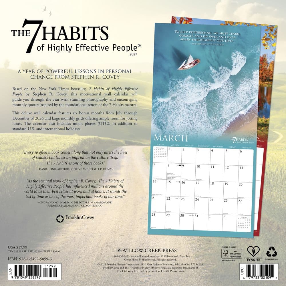 7 Habits Of Highly Effective People Franklin Covey 2027 Wall Calendar First Alternate Image